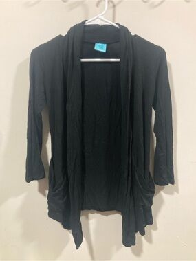 h.i.p. Black Open-Front Draped Cardigan